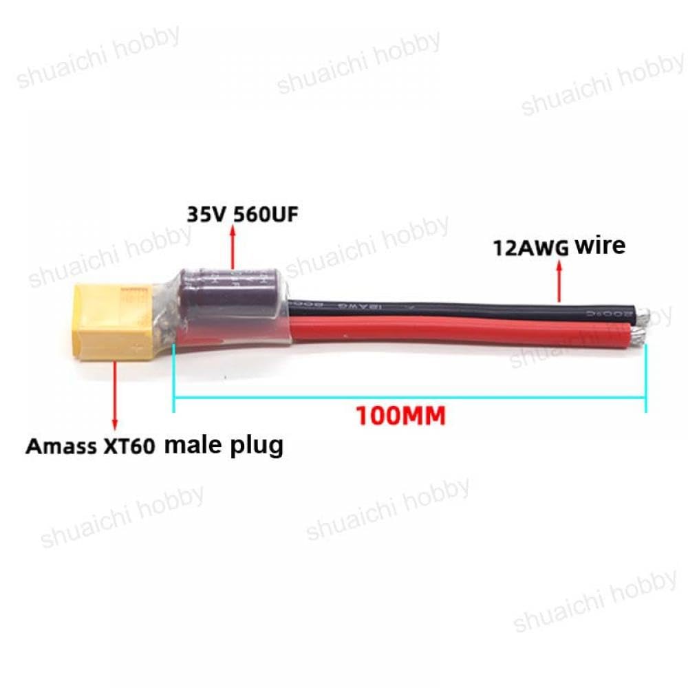 XT60 Male Plug Connector with 560UF Capacitor 12AWG Wire K94054