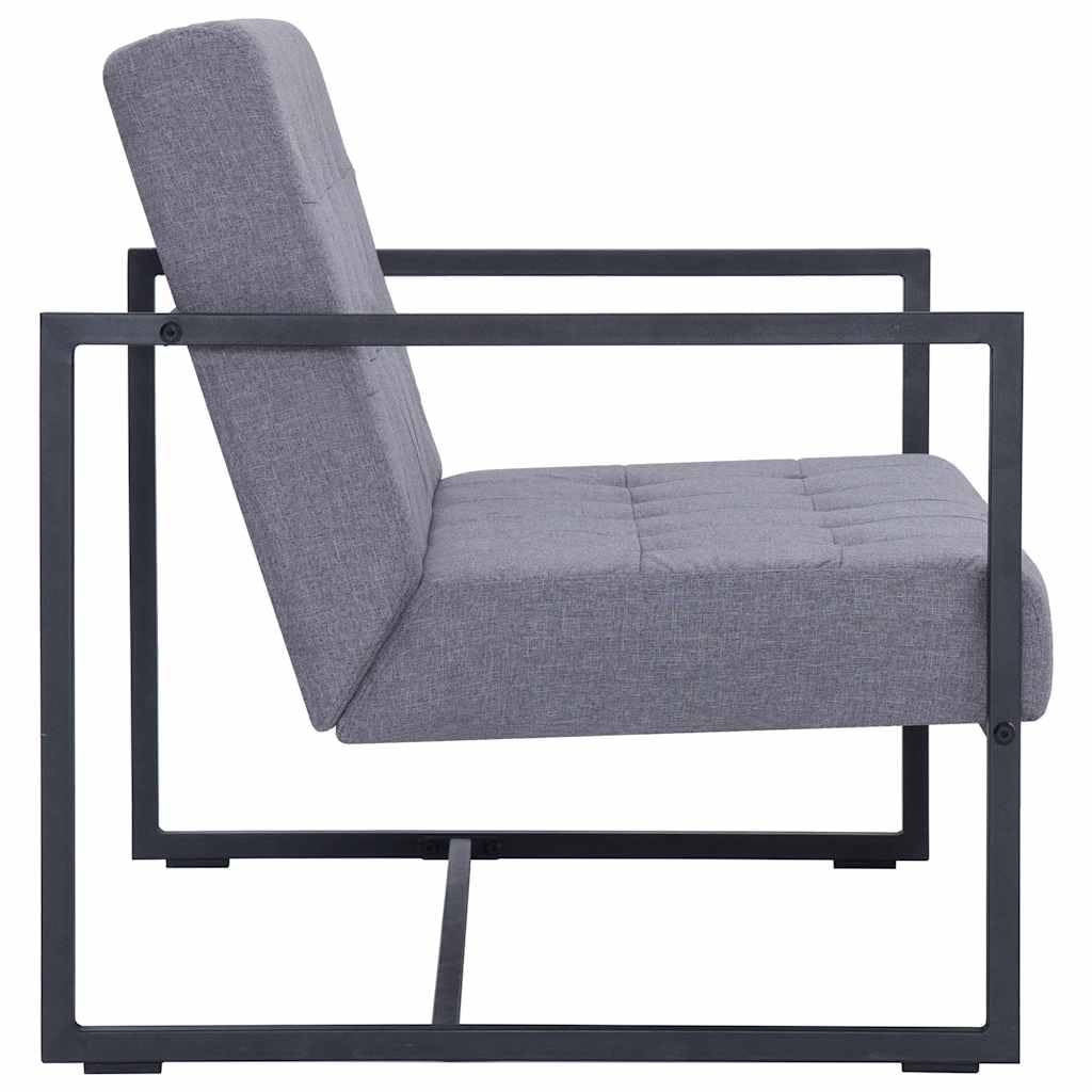 Light Gray Fabric 2 Seater Loveseat Sofa with Steel Legs S2707