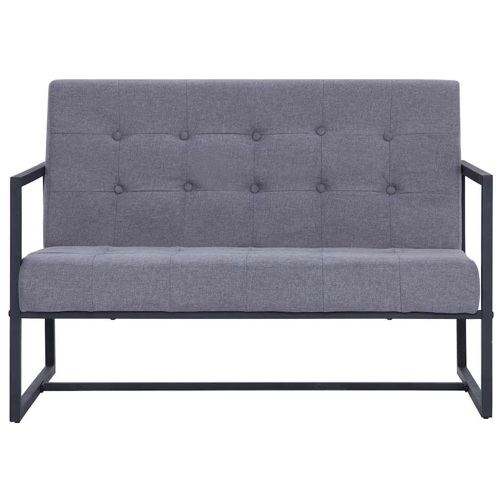 Light Gray Fabric 2 Seater Loveseat Sofa with Steel Legs S2707