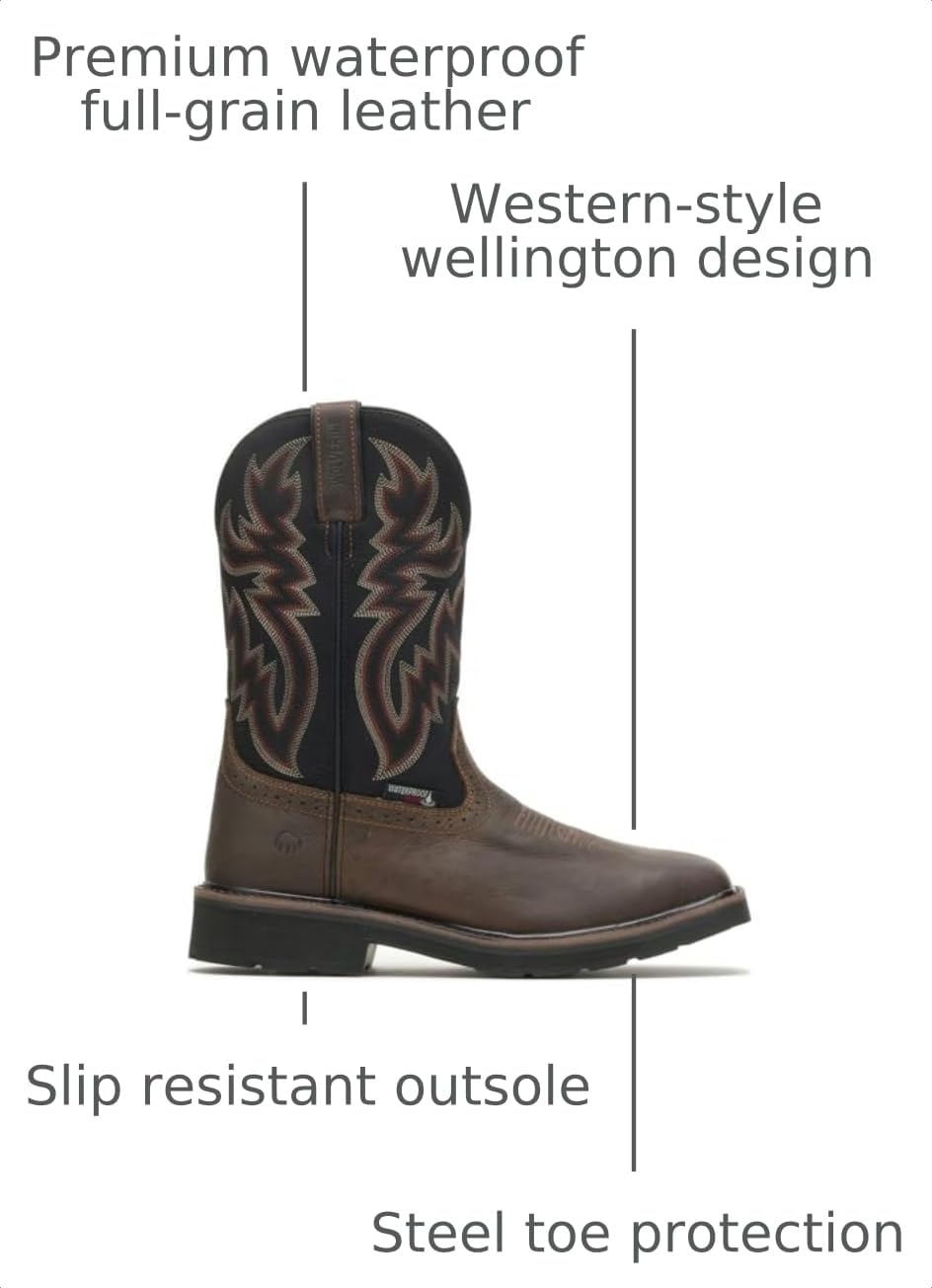 Waterproof Steel Toe Square Toe 10in Wellington Work Boot V396