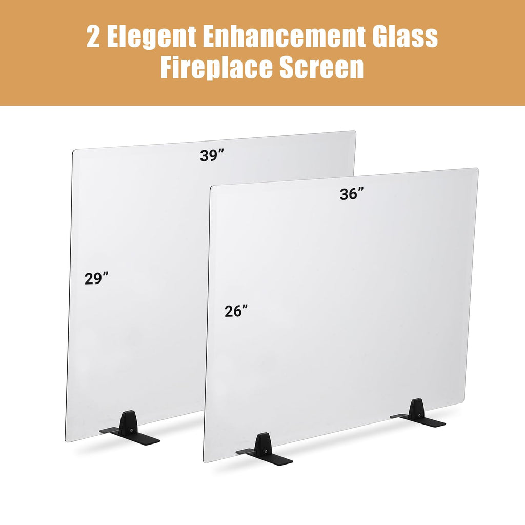 Tempered Glass Fireplace Screen 26" x 36" G918