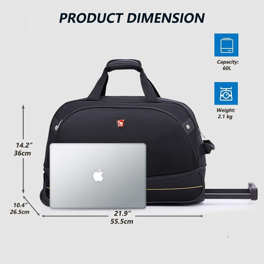 Rolling Duffle Bag with Wheels, 22 inch Carry On Bag I141