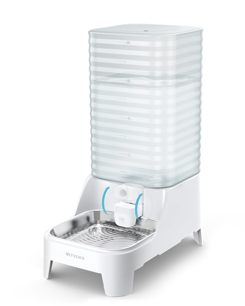 8L Stainless Steel Gravity Dog Water Bowl Dispenser with Filter F6414