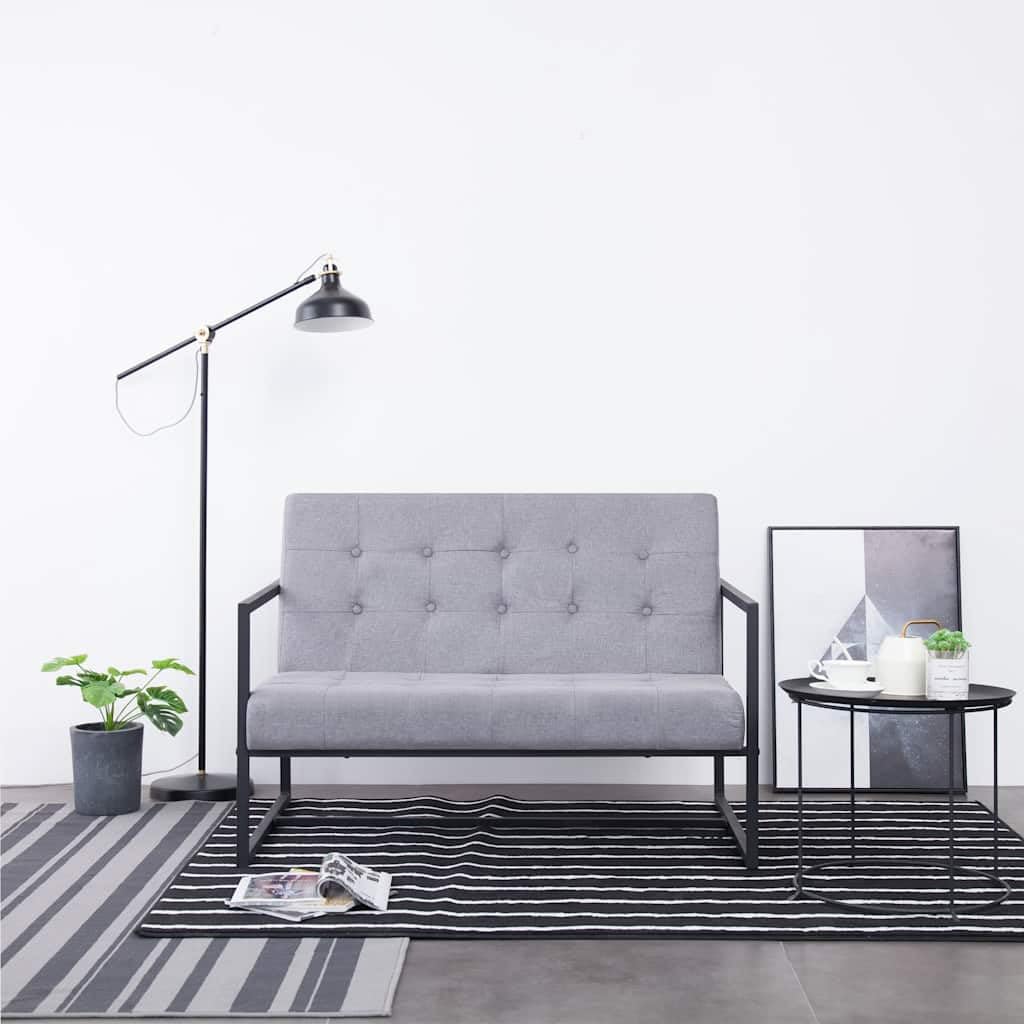 Light Gray Fabric 2 Seater Loveseat Sofa with Steel Legs S2707