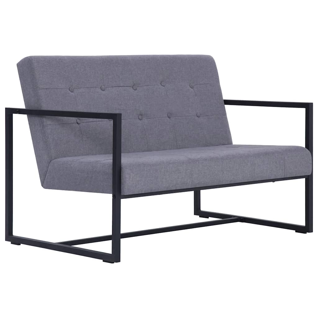 Light Gray Fabric 2 Seater Loveseat Sofa with Steel Legs S2707