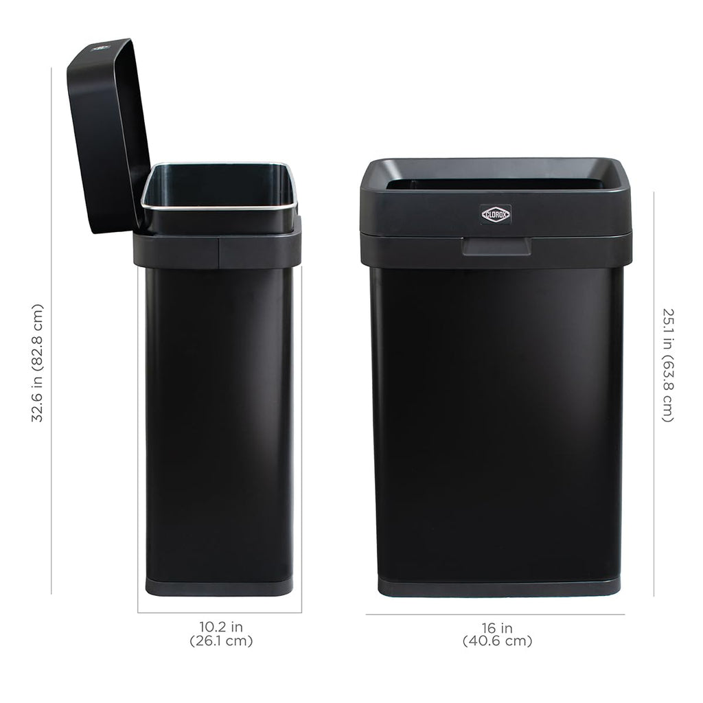 Slim Open Top Stainless Steel Trash Can, Matte Black, 13 Gal / 50L R1324
