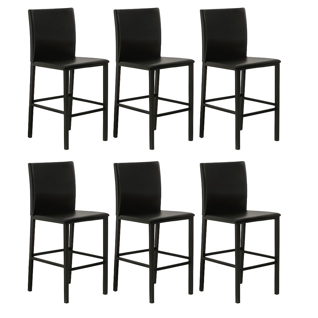 Black Faux Leather Barstools Set of 6 V184814