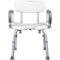 Adjustable Height Padded Seat Transfer Bench with Arms and Back V9577