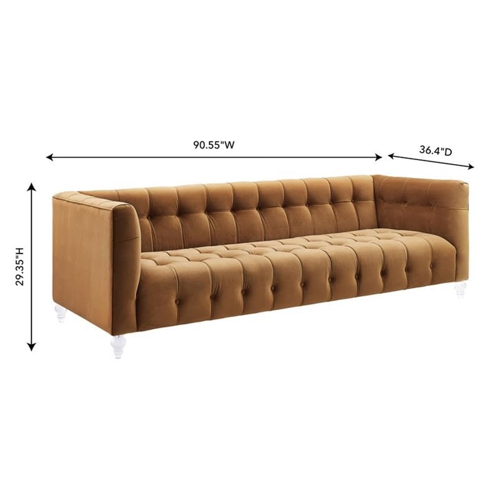 Velvet Upholstered Sofa with Tufted Seat and Back H5342