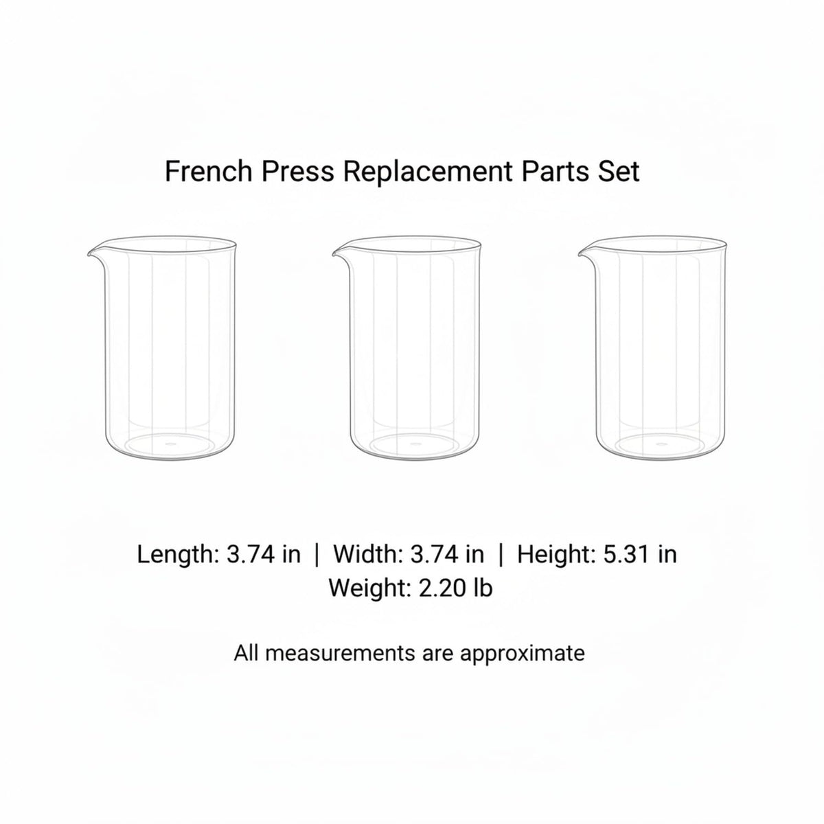 Glass Carafe and Plunger Filter Replacement Parts Set G2130