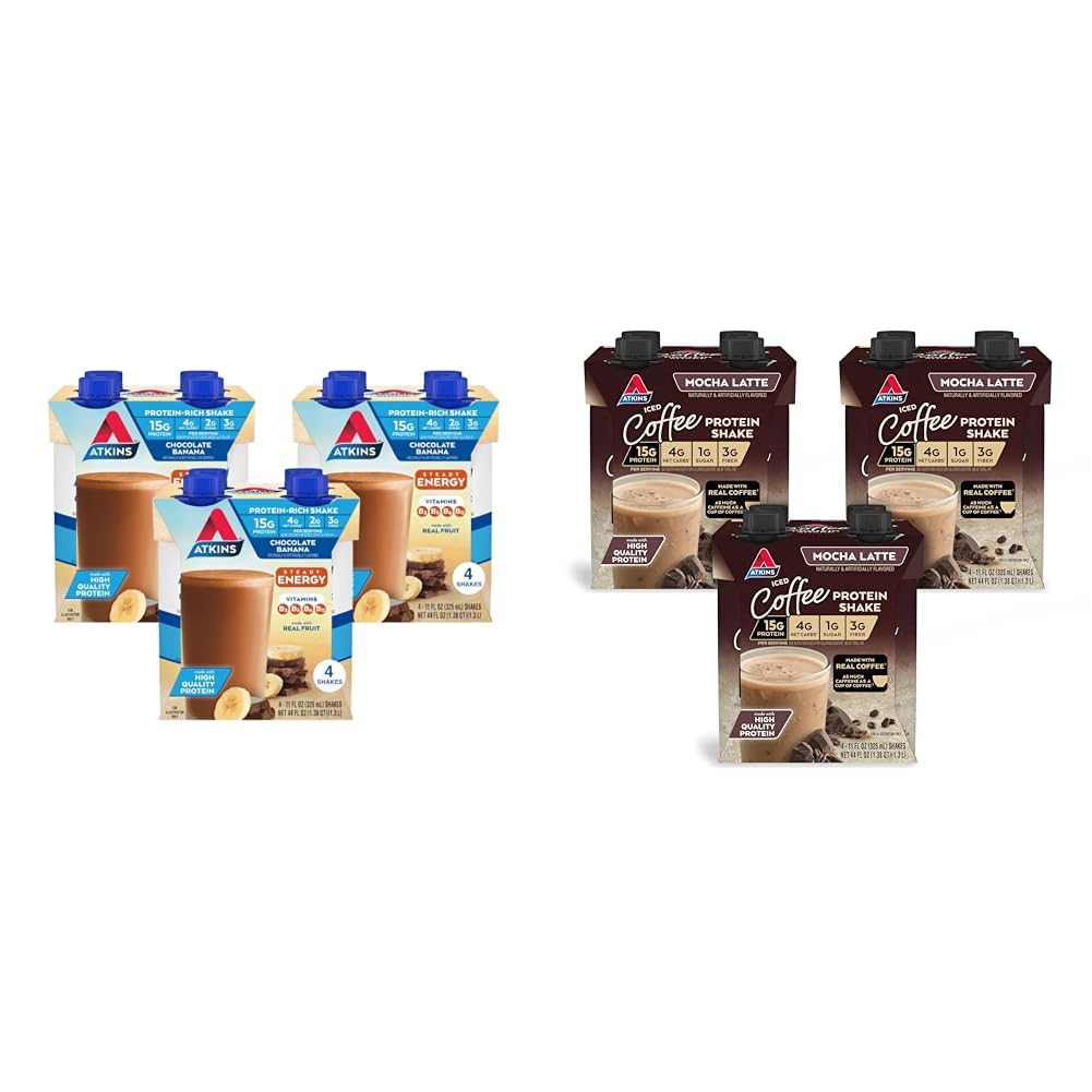 Chocolate Banana & Mocha Latte Protein Shake, 15g Protein, Keto Friendly G140