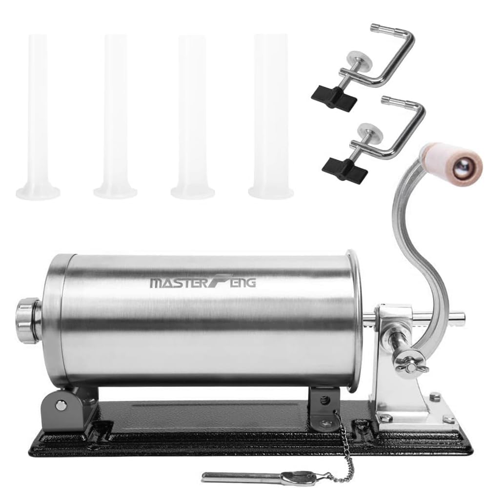 6 LBS Stainless Steel Sausage Stuffer with 4 Funnels E2163