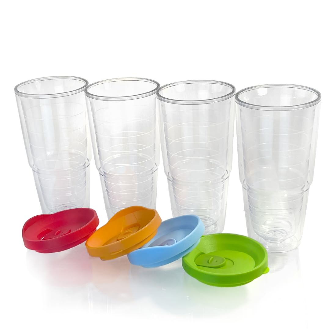 20 oz 4 Pack Double Wall Clear Acrylic Tumbler Cups with Lids K90765