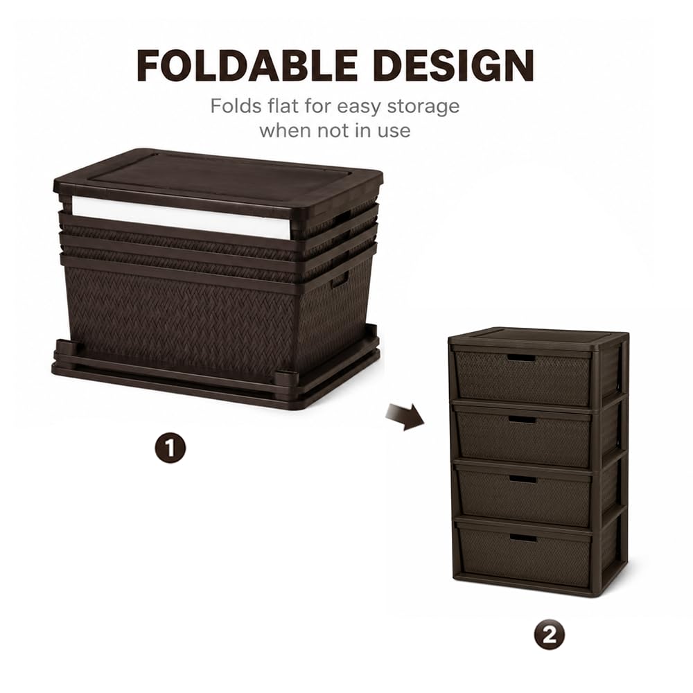 Brown 4 Drawer Plastic Storage Tower R380324
