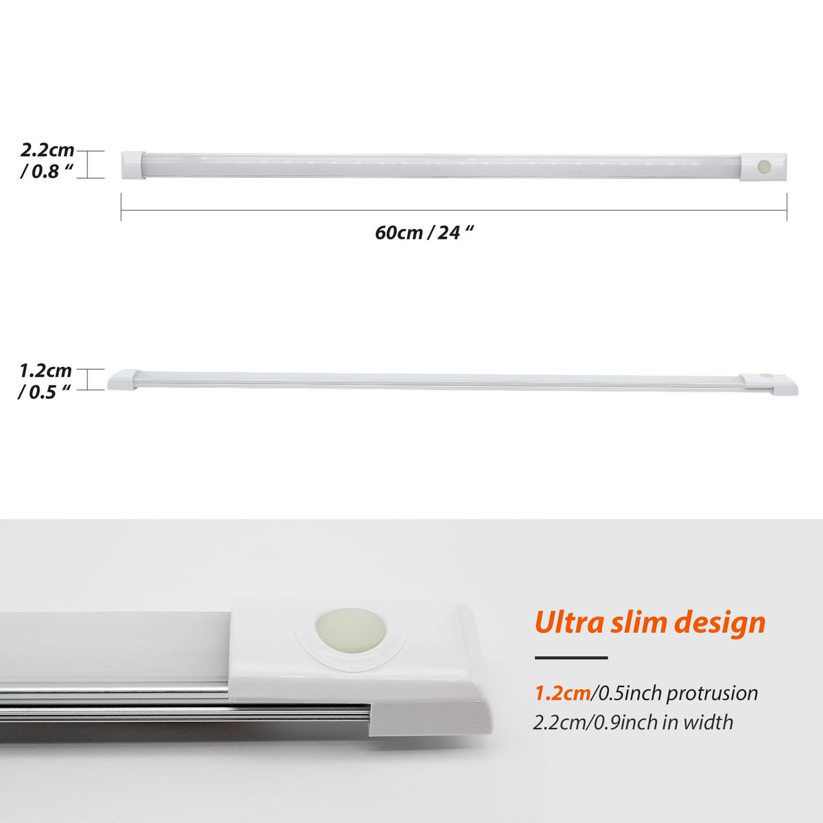 12volt DC LED Under Cabinet Strip Light, Warm White, with Switch, 23.6 inch E384