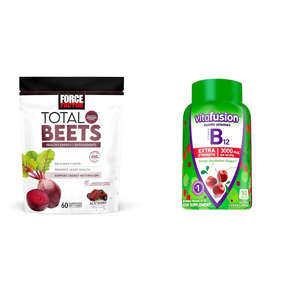 Beetroot Chews and B12 Gummies, 90 Count Cherry Flavor C414983