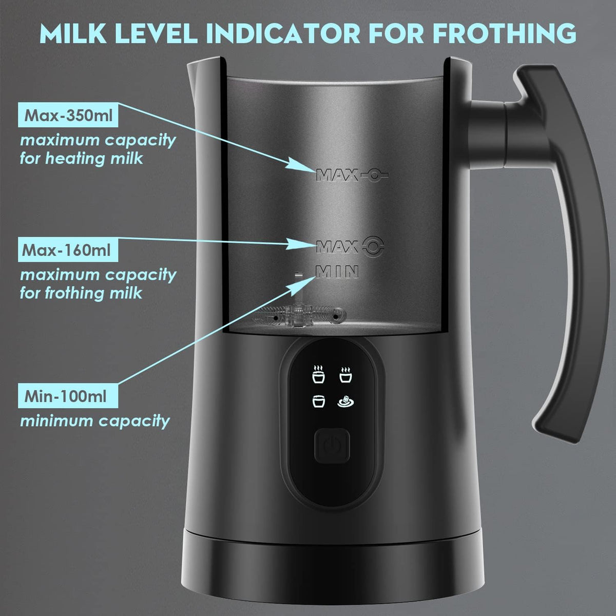 4 in 1 Electric Milk Frother, 11.8oz Automatic Warm and Cold Foam Maker P12372