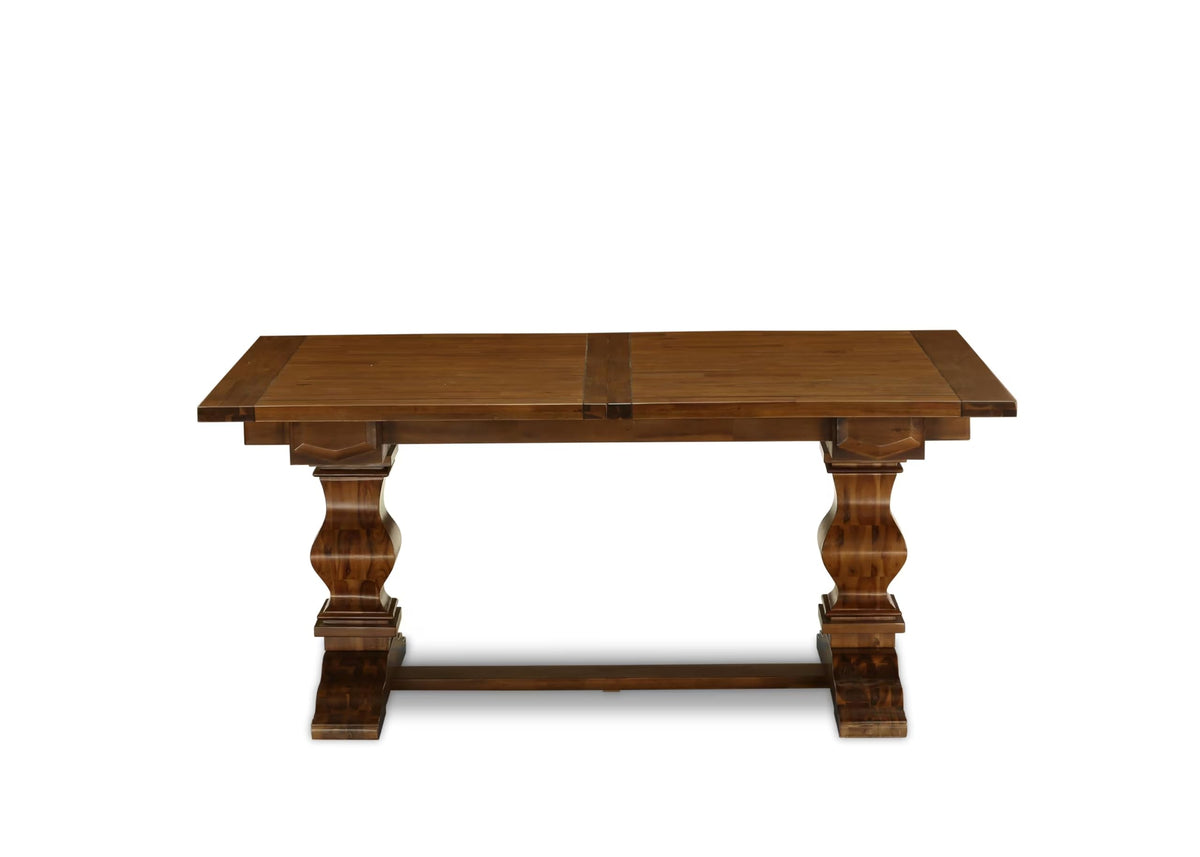 9 Piece Walnut Dining Table Set with 8 Grey Linen Chairs I600