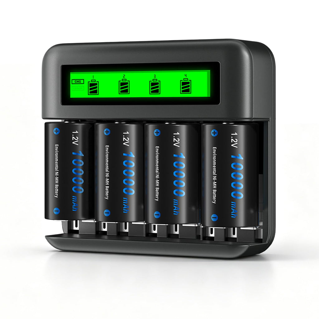 4 Pack Rechargeable D Batteries with Charger E1735