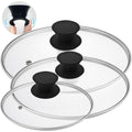 Round Tempered Glass Lid Set with Black Handle, 3 Pieces Q789618