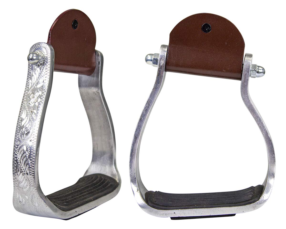 Angled Engraved Western Show Stirrups Y46070