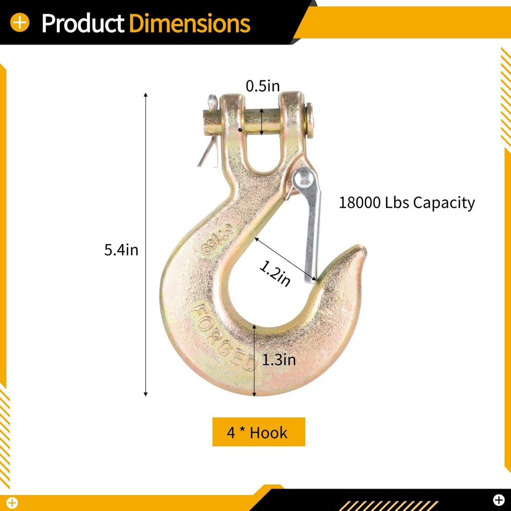 3/8-Inch Grade 70 Steel Clevis Slip Hooks 4-Pack Q75620