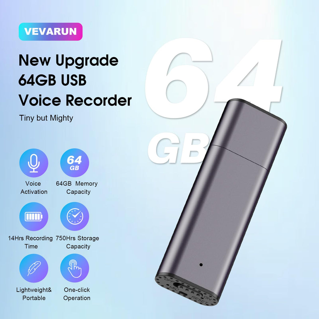 64GB Voice Activated Digital Voice Recorder with Noise Reduction N720