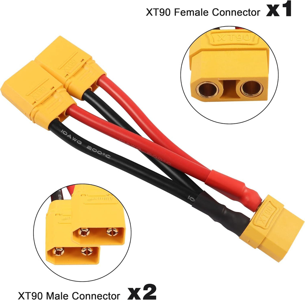 2-Pack XT90 Parallel Battery Connector Cable 12AWG J655744