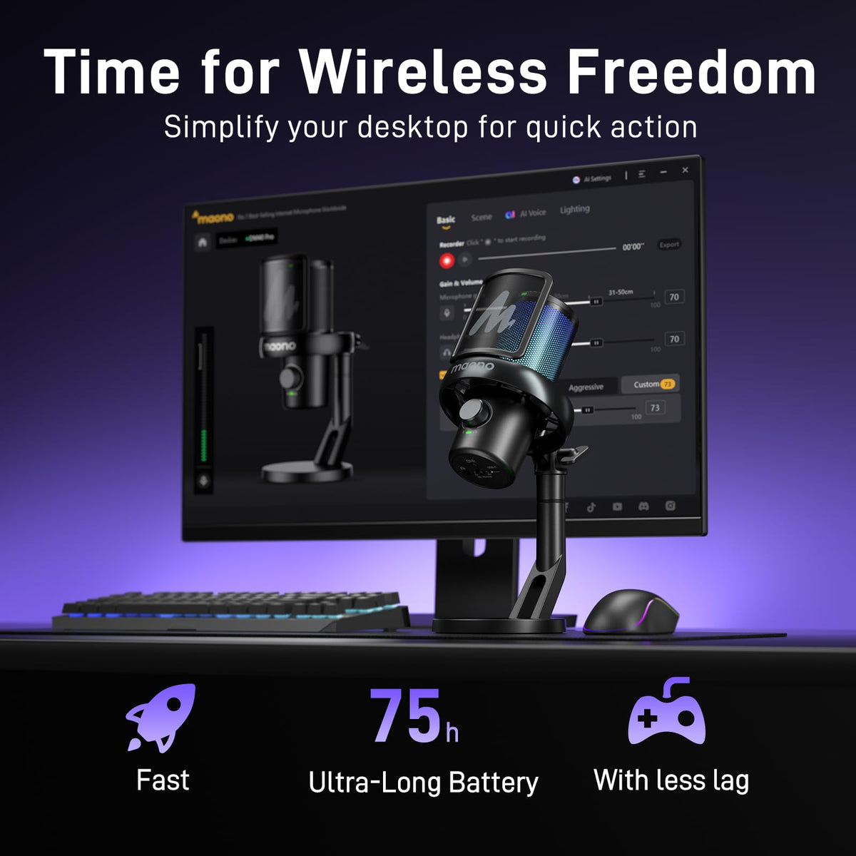 Wireless Gaming Microphone with Boom Arm M51070