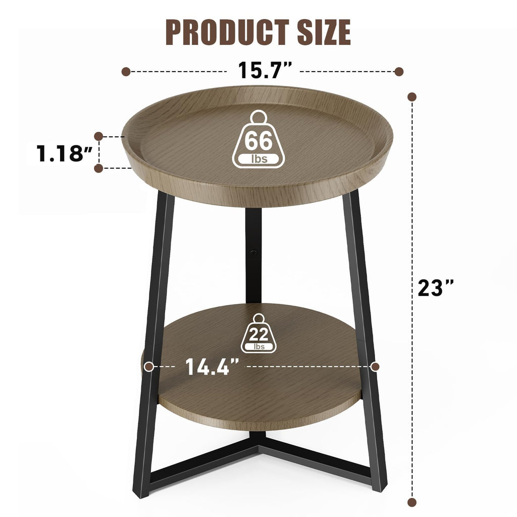 Round 2 Tier End Table with Storage Shelf J6864