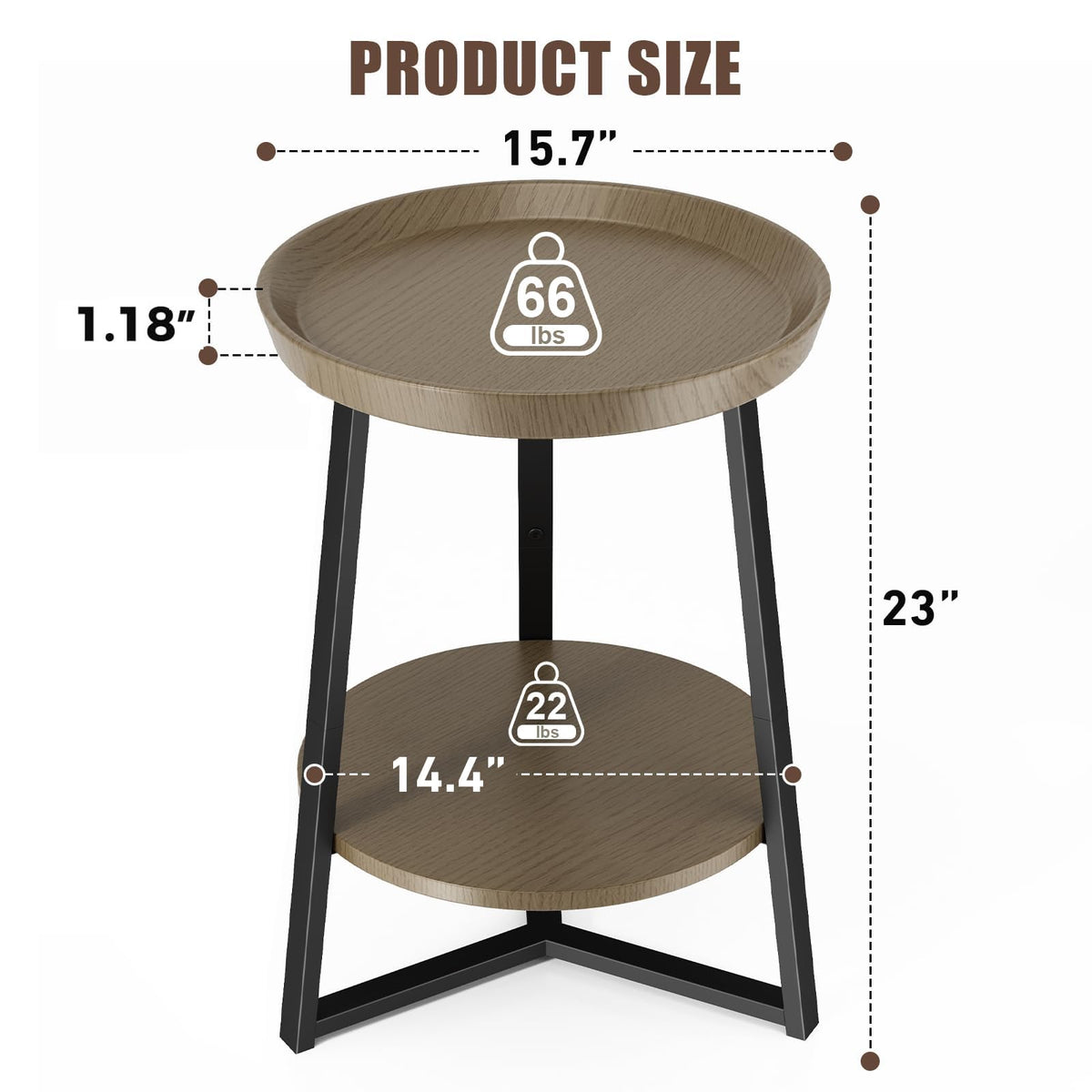 Round 2 Tier End Table with Storage Shelf J6864