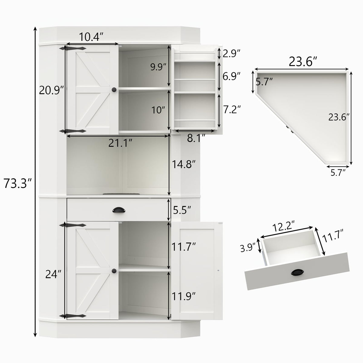 74" Corner Cabinet with Charging Station Z7277