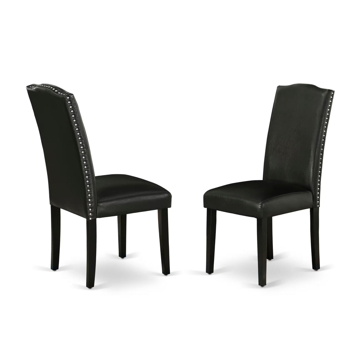Black Faux Leather Padded Dining Chairs Set of 2 I2652