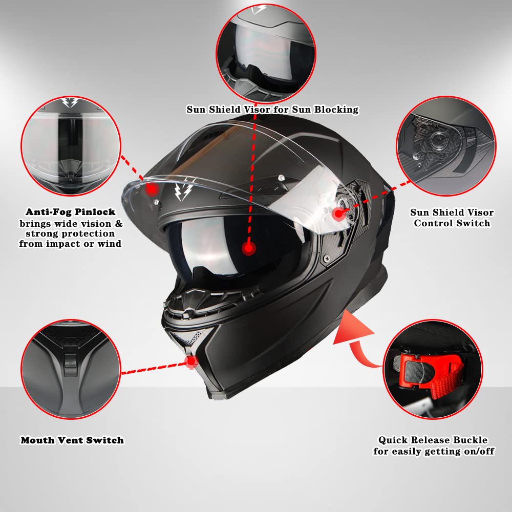 Motorcycle Full Face Helmet with Dual Visor M690756