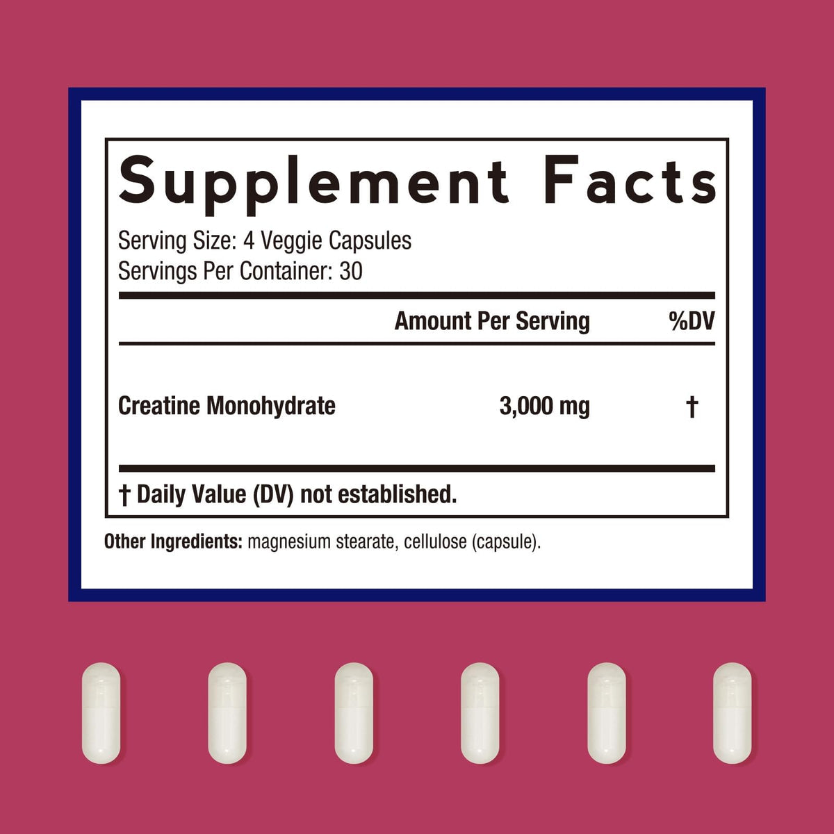 Micronized Creatine Monohydrate 3000 mg Vegan 120 Capsules N8857