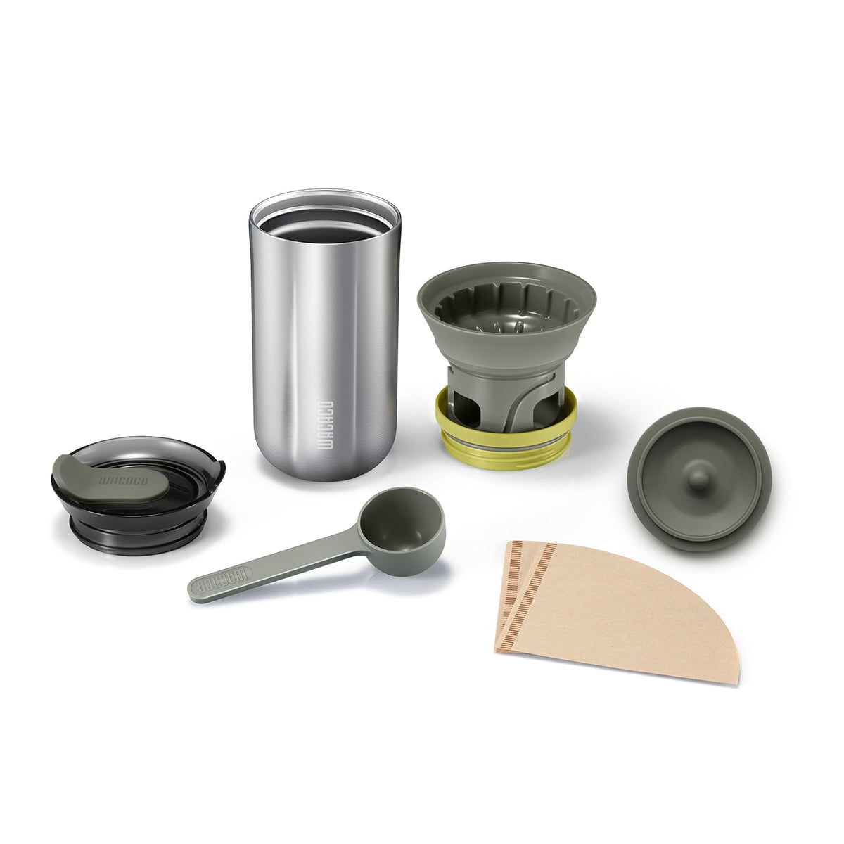 Portable Stainless Steel Drip Coffee Maker with 10 Cone Paper Filters D186997