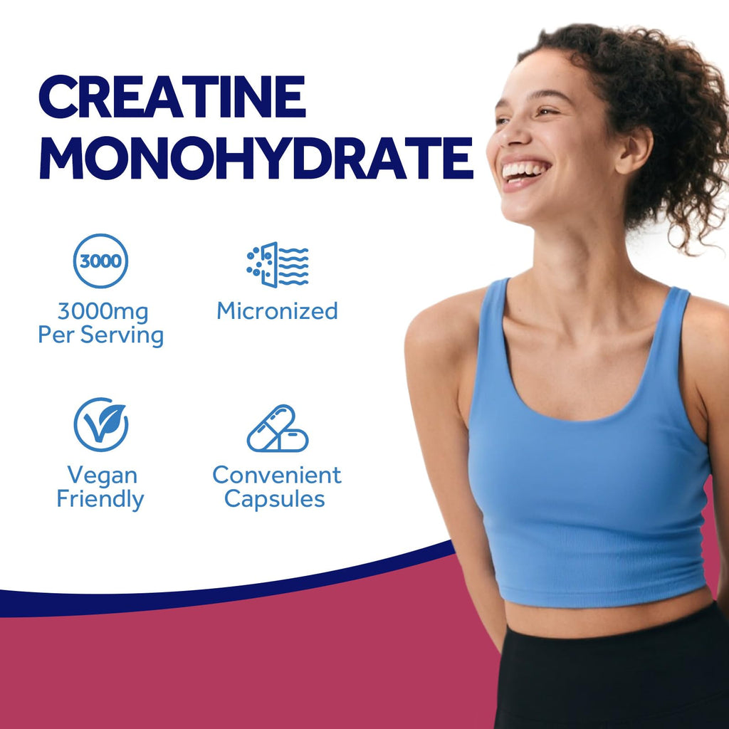 Micronized Creatine Monohydrate 3000 mg Vegan 120 Capsules N8857
