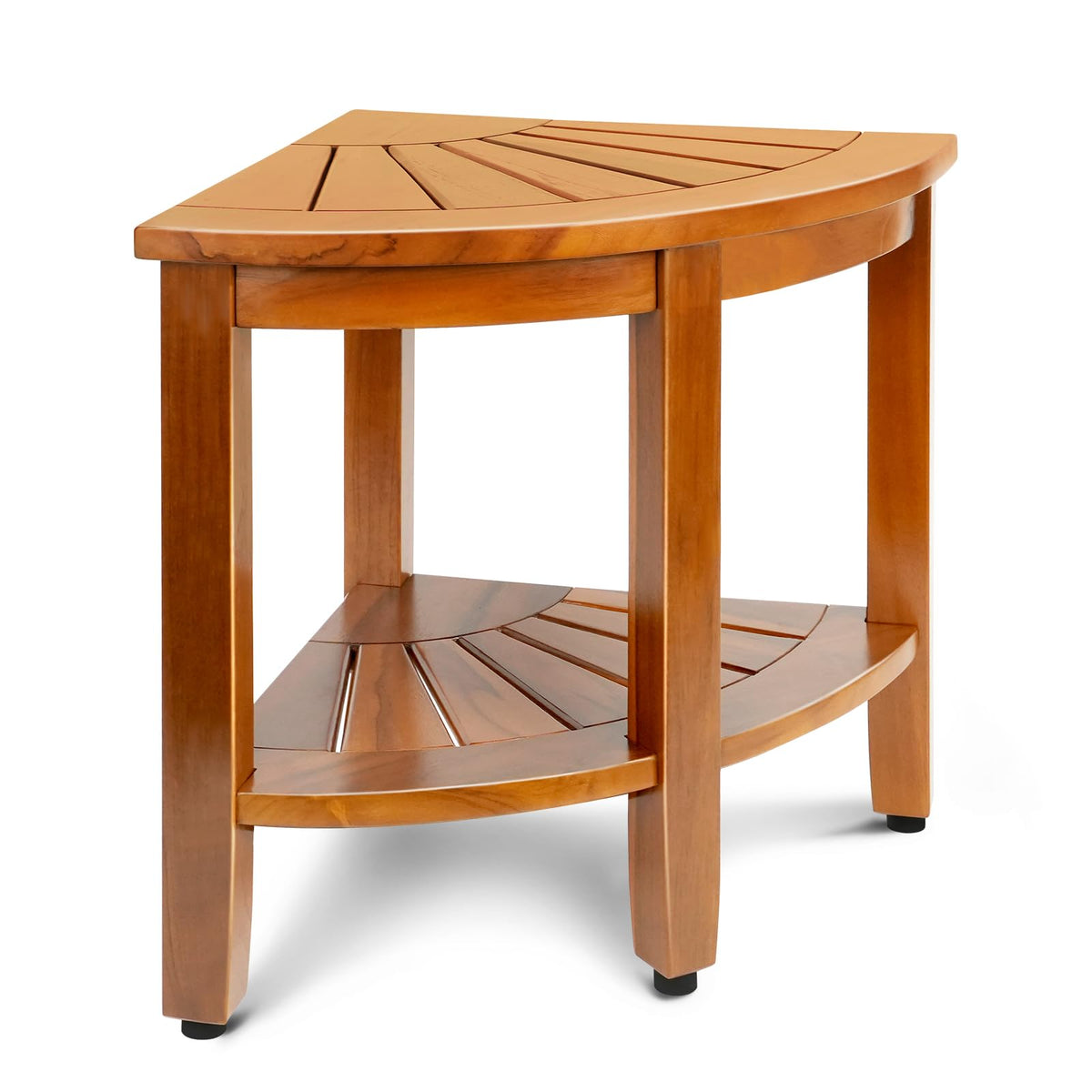 18" Teak Corner Shower Bench with Shelf I2158