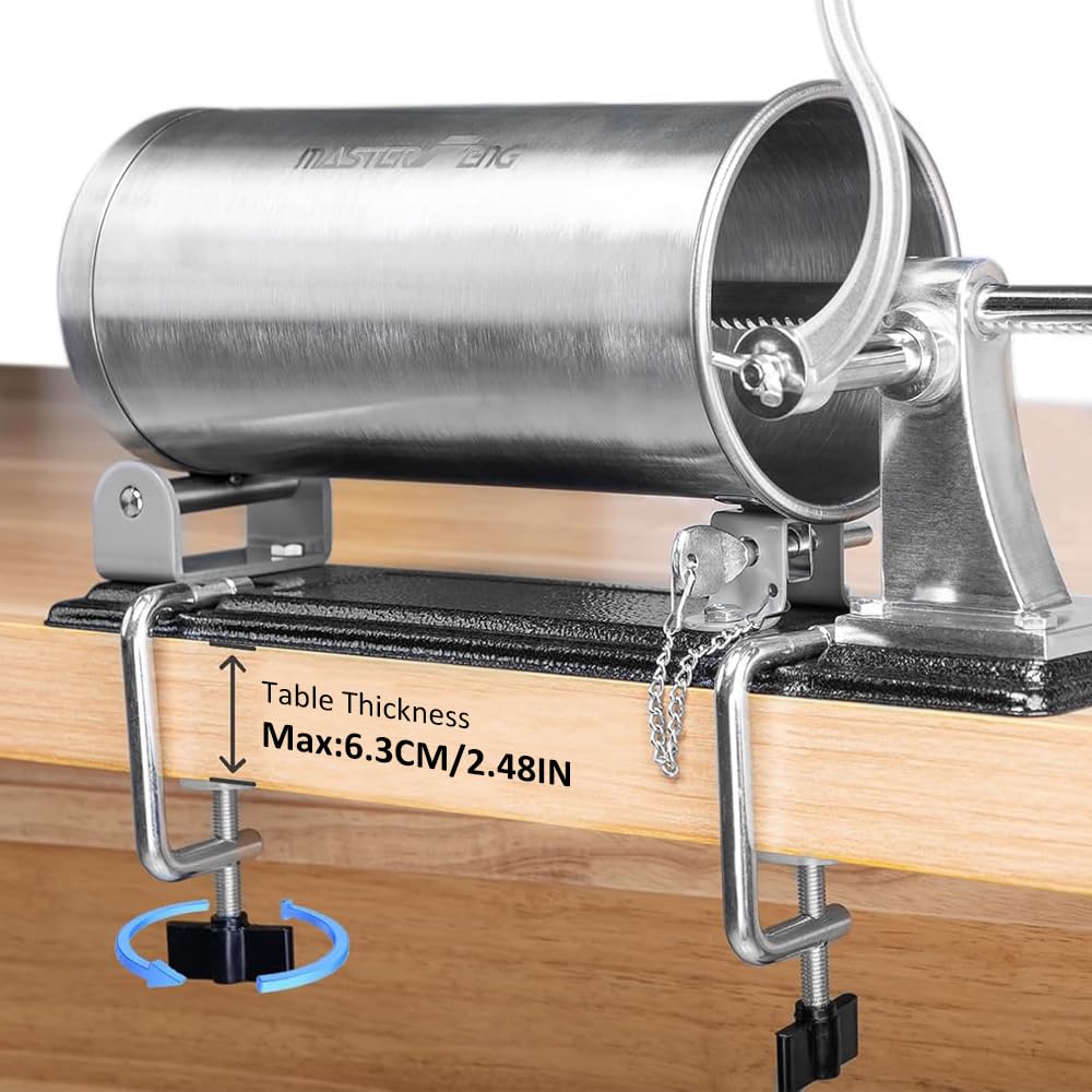 6 LBS Stainless Steel Sausage Stuffer with 4 Funnels E2163