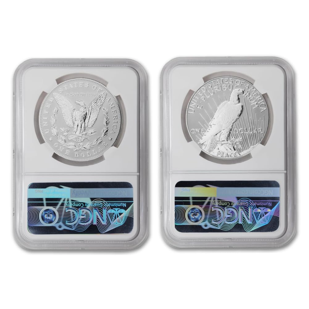 Set of 2 American Silver Morgan and Peace Dollar H13253