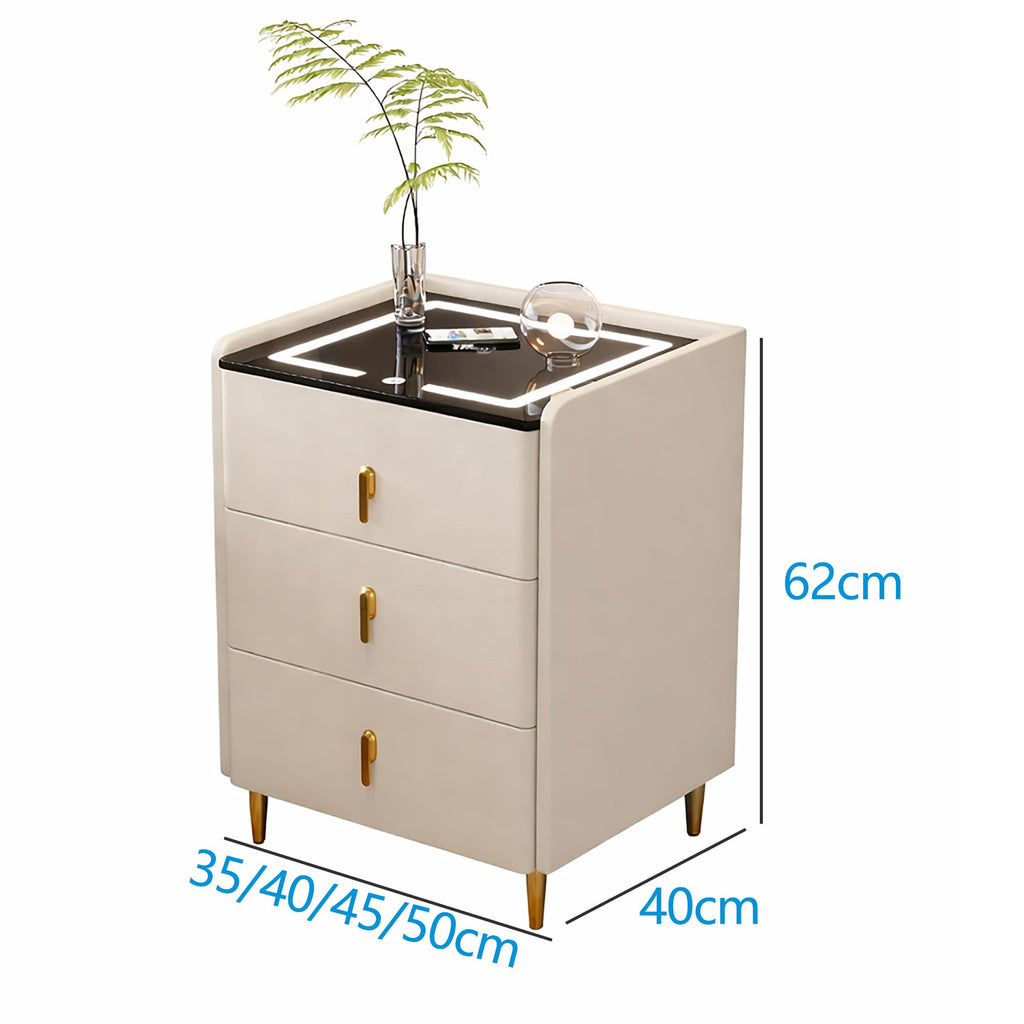 Off White 3 Drawer Wooden Nightstand with Wireless Charging K75075