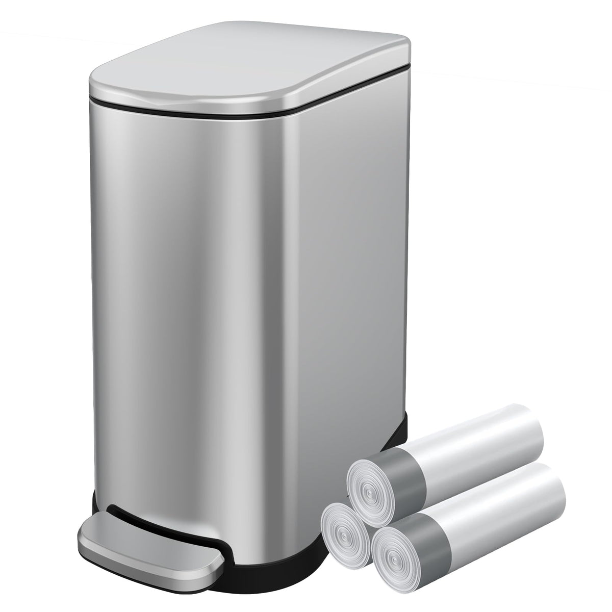 2.6 Gallon Stainless Steel Step Trash Can with Lid P477
