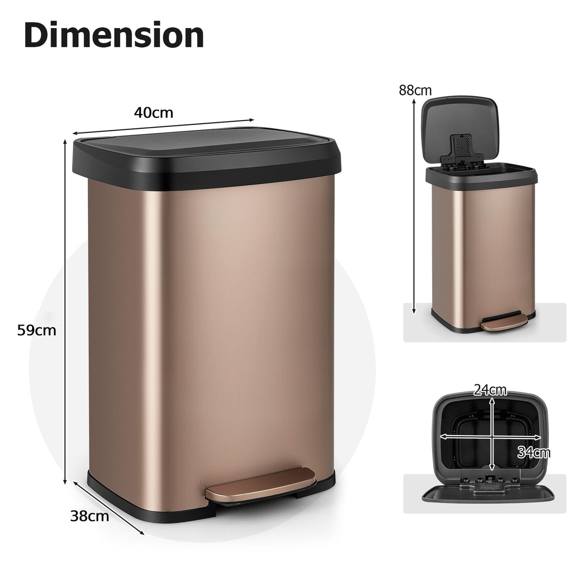 50L Stainless Steel Recycling Pedal Bin P504816