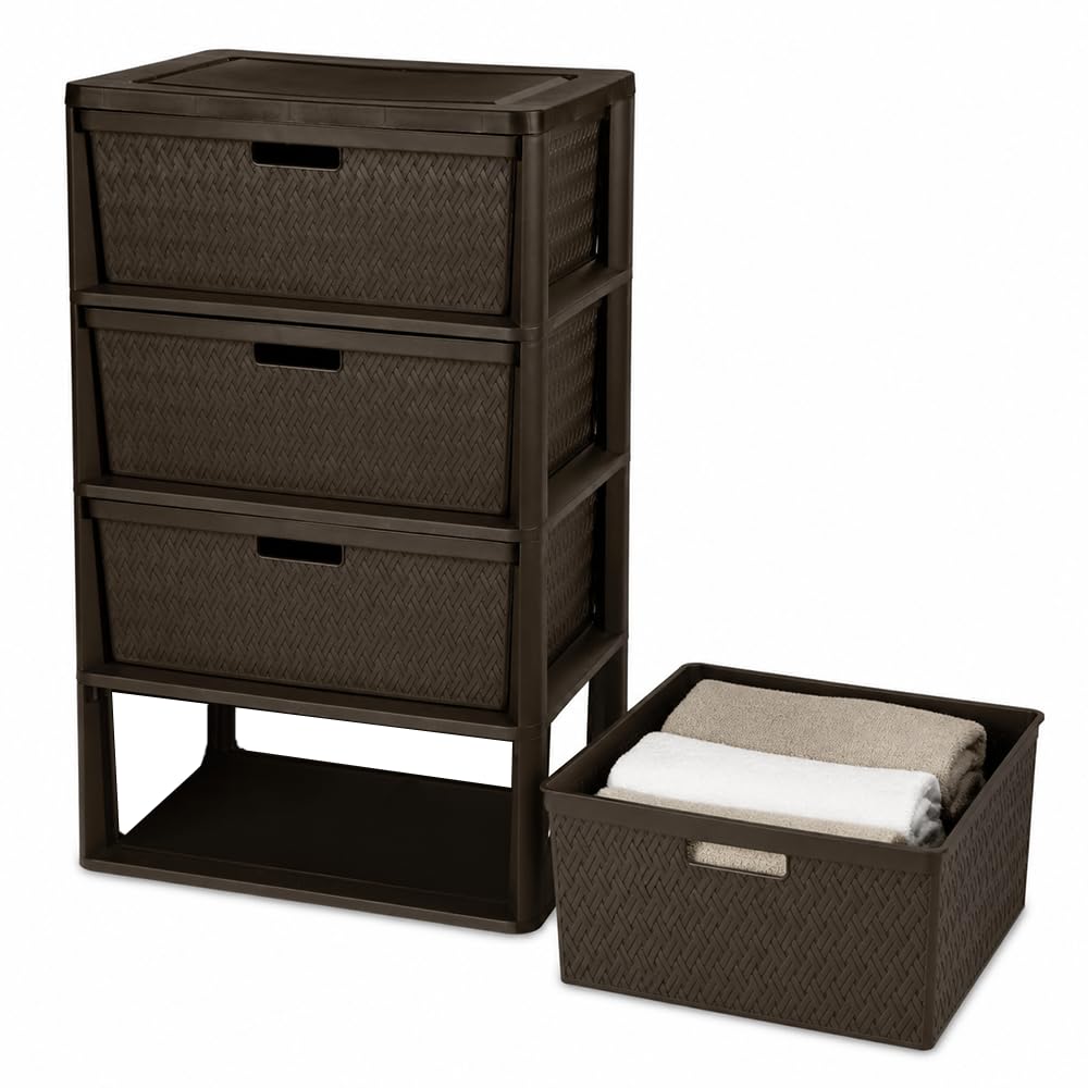 Brown 4 Drawer Plastic Storage Tower R380324