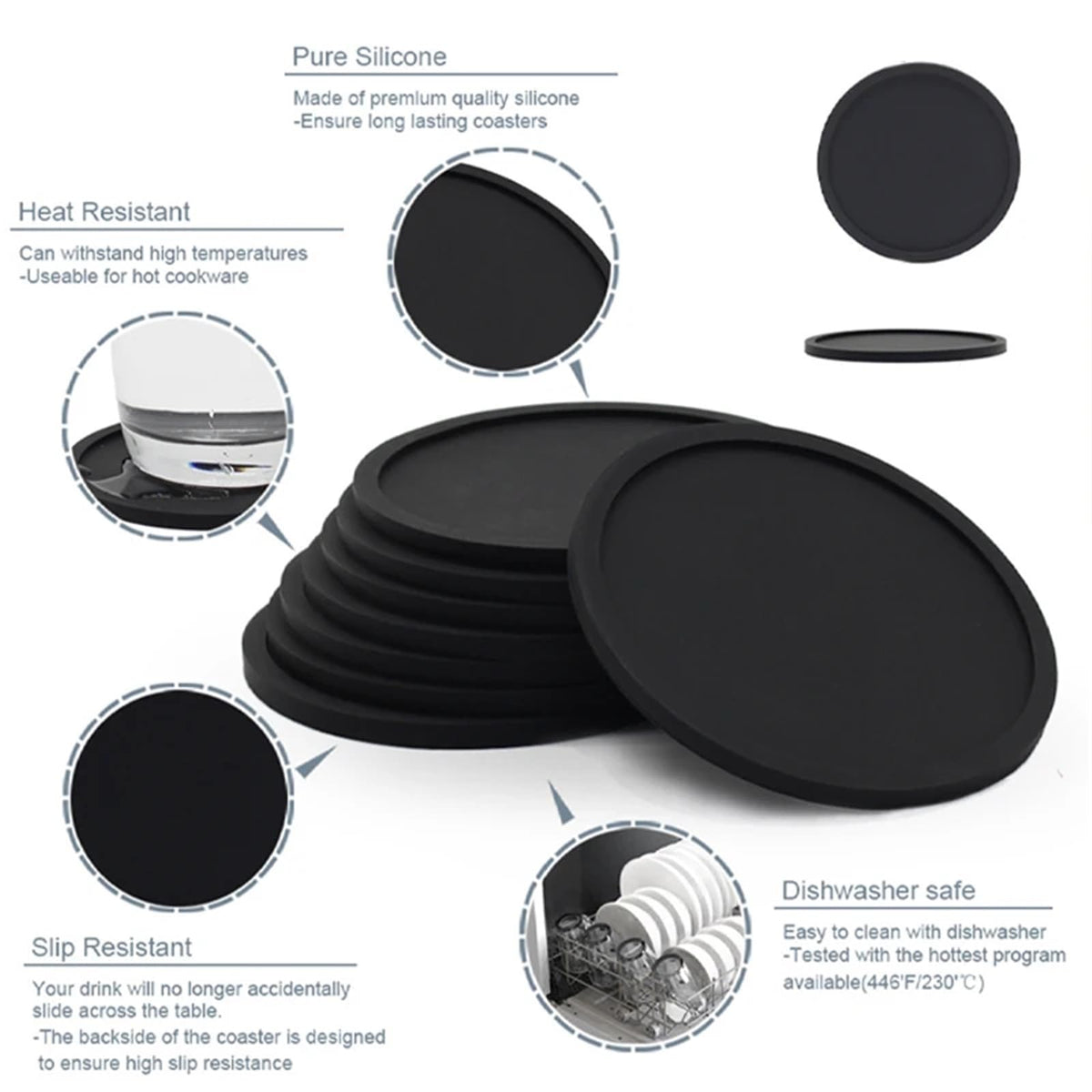 32 Pc Silicone Coasters F923622