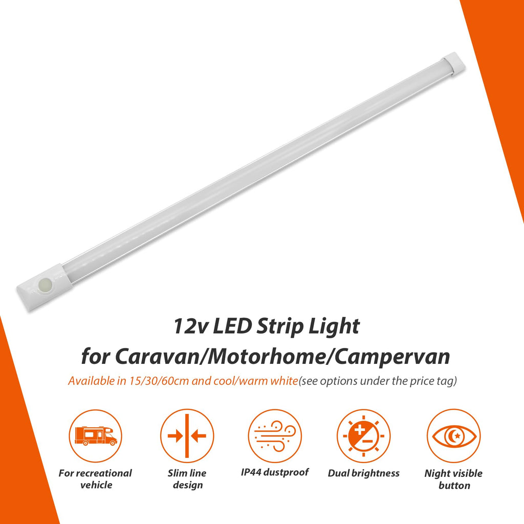 12volt DC LED Under Cabinet Strip Light, Warm White, with Switch, 23.6 inch E384