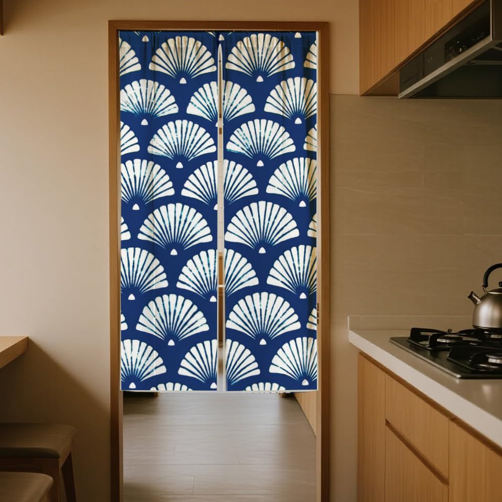 White One Side Printed Door Curtain 59x33 Inch C632