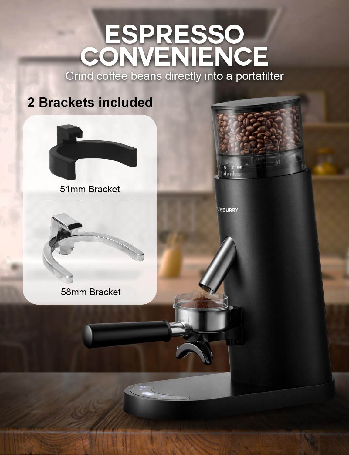 Portable Electric Burr Coffee Grinder with 60 Grind Settings O44364