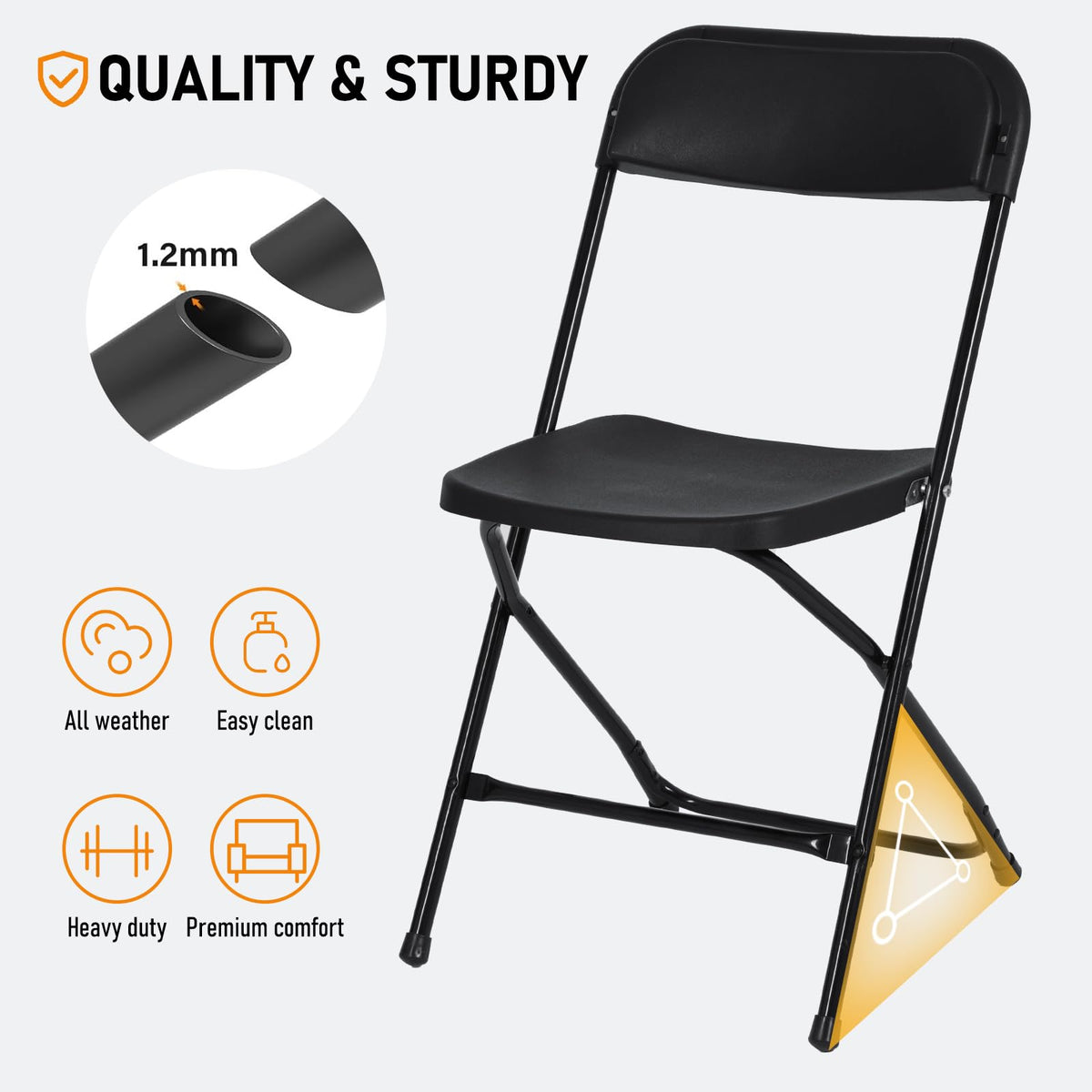 10 Pack Black Plastic Folding Chair Z601381