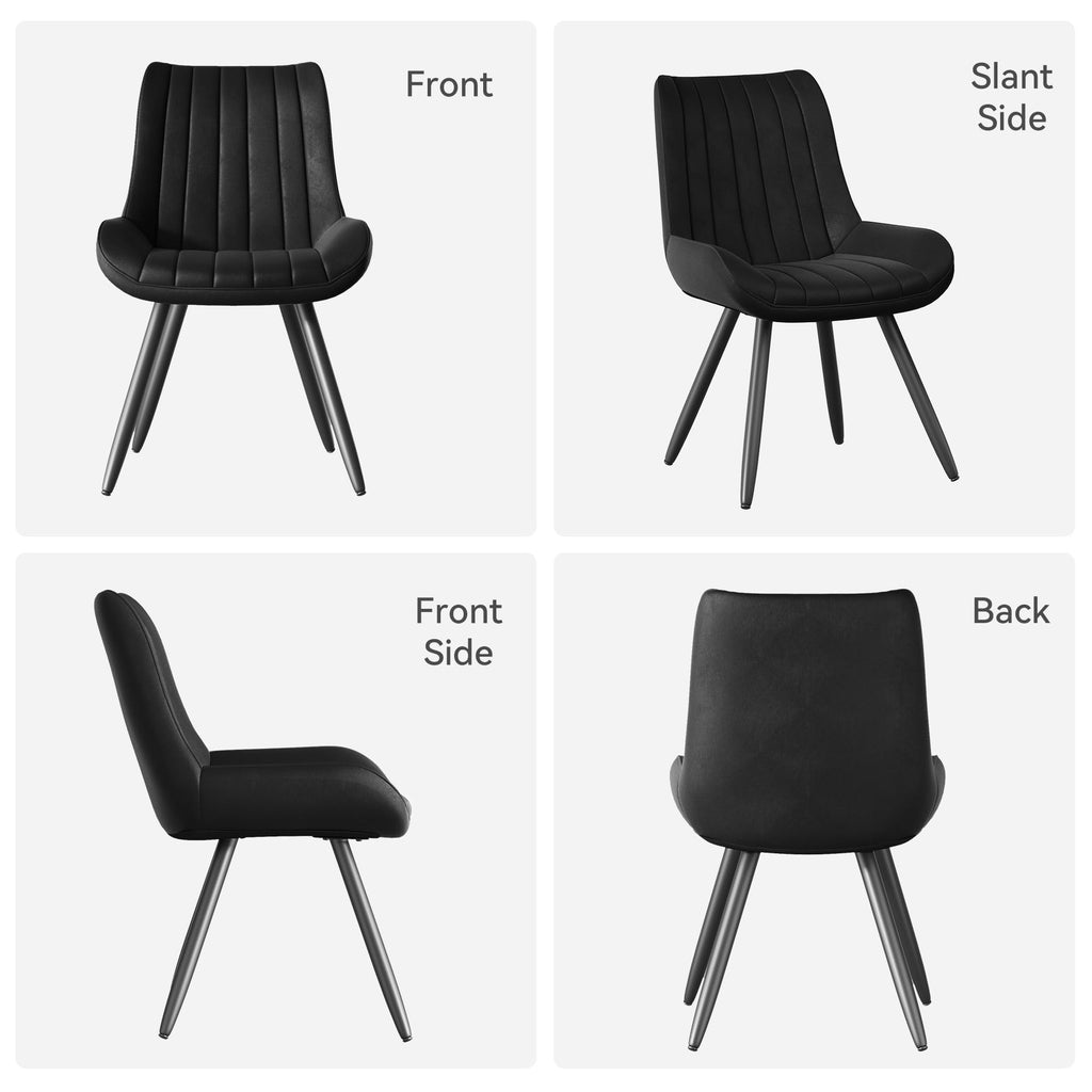 Black Faux Leather Upholstered Dining Chairs Set of 6 Z3227
